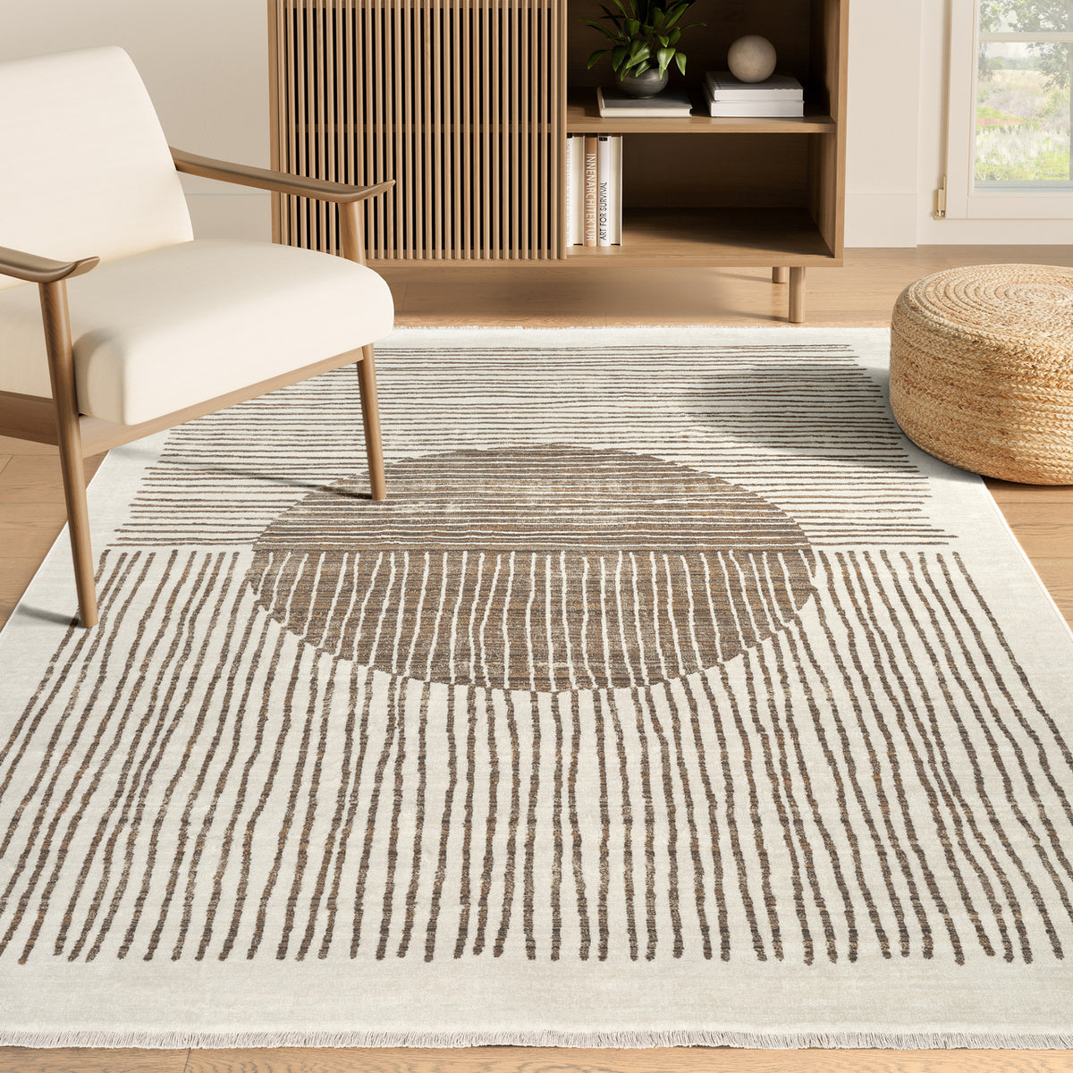 Austin Geometric Washable Beige Rug
