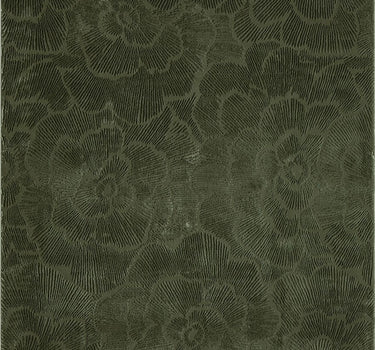 Plush Deco Floral Washable Sage Green Rug