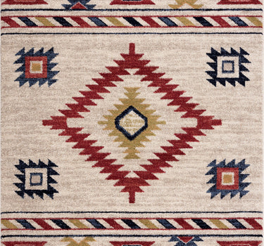 Sedona Southwestern Diamond Beige Red Rug