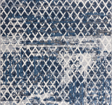 Mist Distressed Diamond Tiles Blue Rug