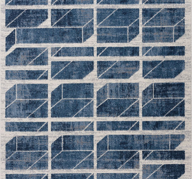 Mist 3D Cubes Blue Rug