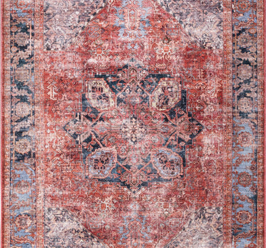 Lola Medallion Washable Red Rug