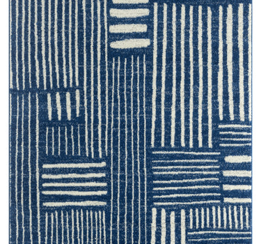 Casa Lined Boxes Blue Rug