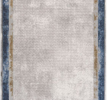 Regal Vintage Solid Grey Blue Bordered Rug