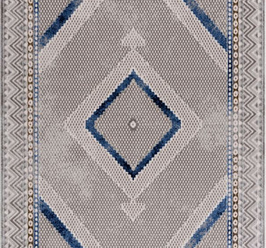 Regal Grey Blue Persian Double Diamond Rug