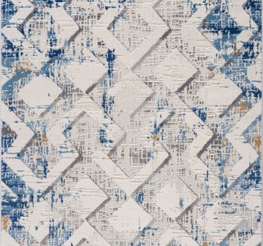 Dunes Distressed Geometric Blue Rug