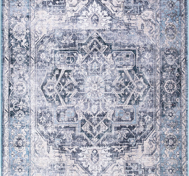 Lola Distressed Medallion Washable Blue Rug