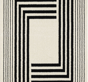 Deco Striped Border Beige Rug