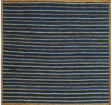 Jute Natural Fiber Striped Blue Rug