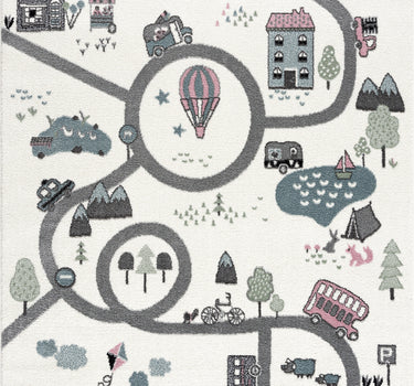 Play Multi Townscape Kids Cream Rug