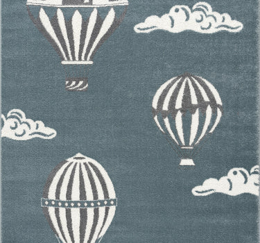 Play Hot Air Balloon Kids Blue Rug