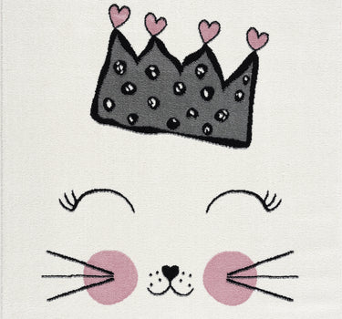 Play Crowned Kitten Kids Cream Rug