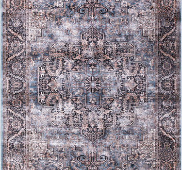Lola Medallion Vintage Washable Blue Rug
