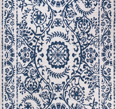 Parker Blue Floral Vines Washable Rug