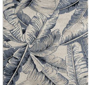 Sedona Tropical Leafs Cream Blue Rug