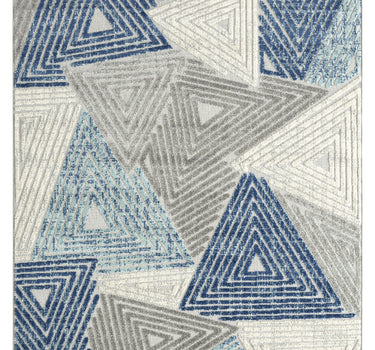 Hampton Geometric Triangles Indoor/Outdoor Blue Rug