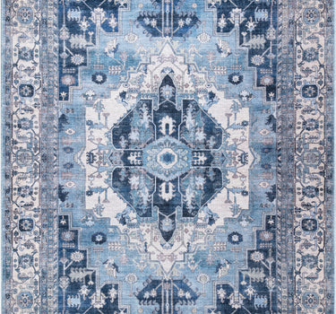 Molana Medallion Washable Blue Rug
